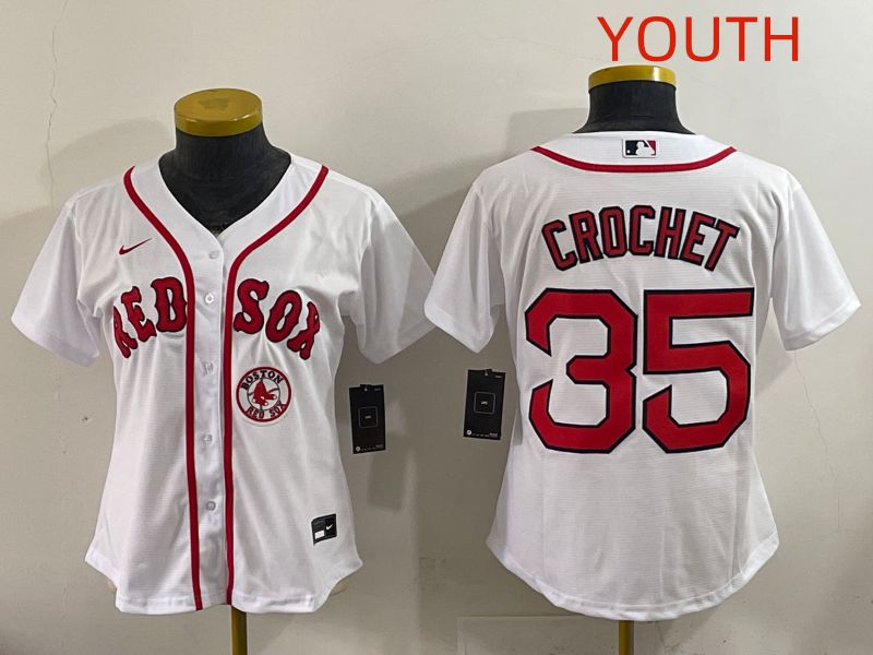 Youth 2025 Boston Red Sox #35 Crochet White Game Nike MLB Jersey style 4